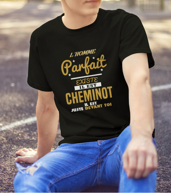 L'Homme Parfait Existe Il Est Cheminot Il Est Juste Devant Toi T-Shirt