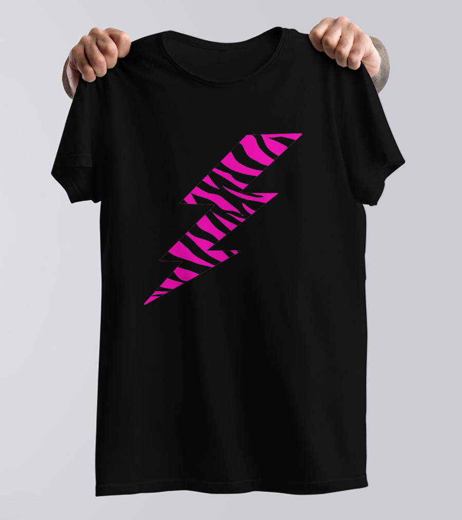 Tiger Striped Hot Pink Lightning Bolt T-Shirt