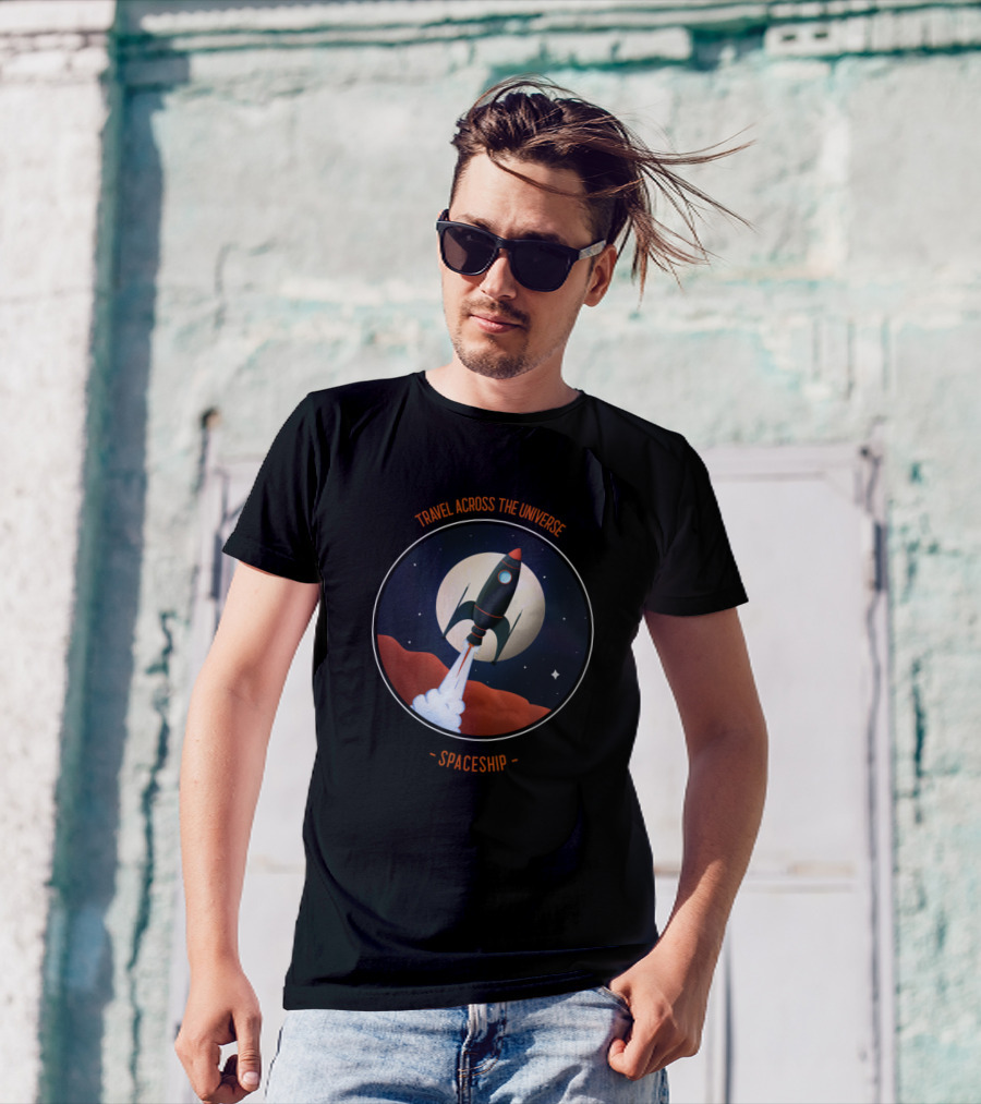 Travel Across The Universe Spaceship Retro T-Shirt