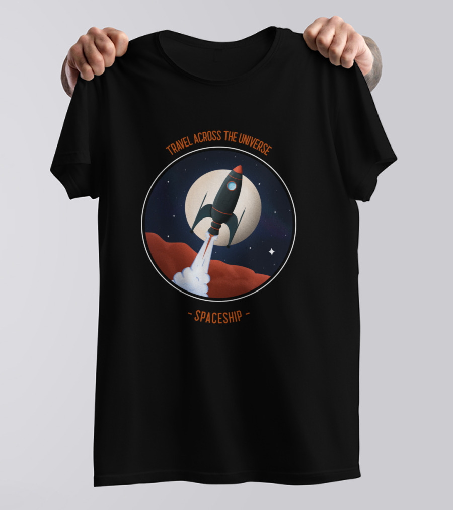 Travel Across The Universe Spaceship Retro T-Shirt