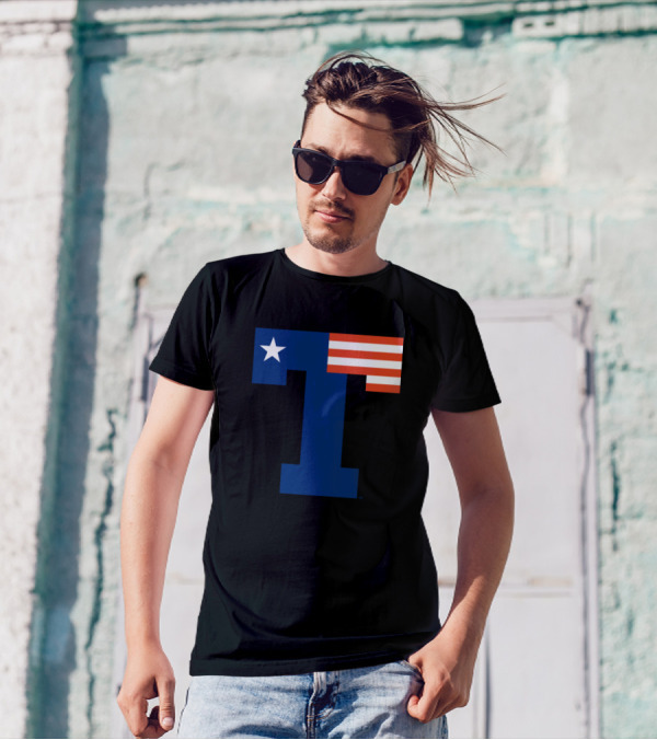 Tyler Patriots T Logo With Star And Stripes T-Shirt