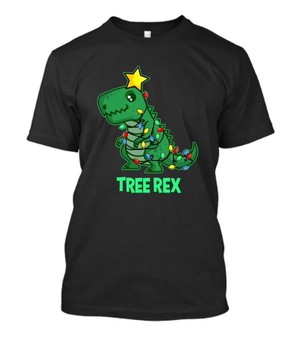 Tree Rex Christmas Dino Lights Star T-Shirt