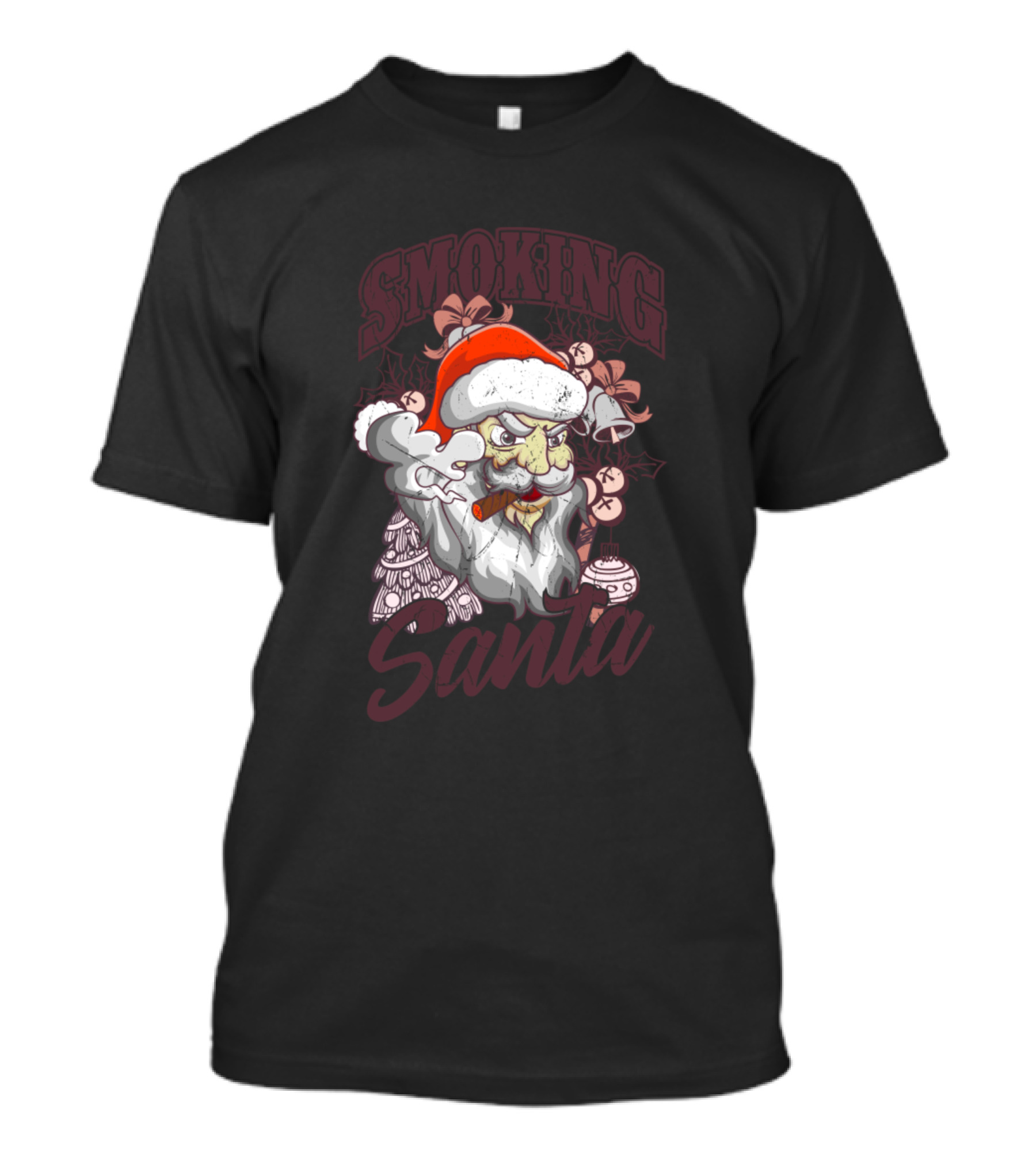 Smoking Santa Ugly Christmas Vintage Pipe Smoker T-Shirt