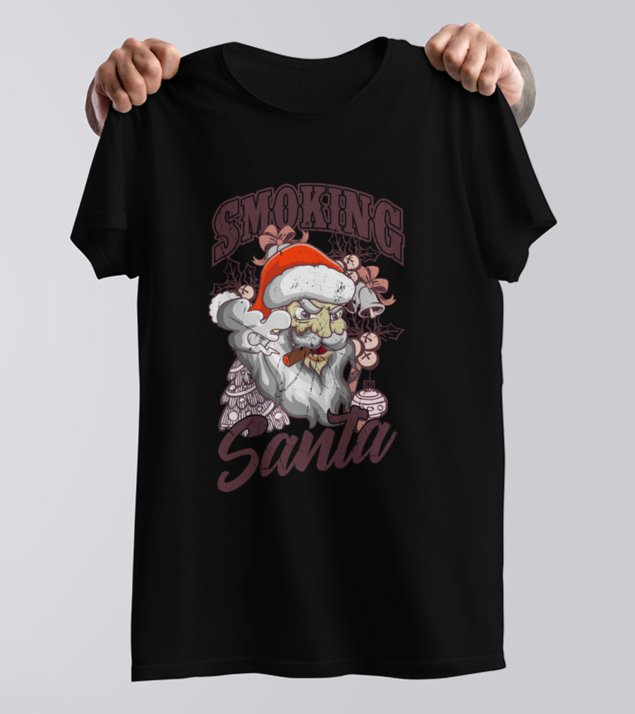 Smoking Santa Ugly Christmas Vintage Pipe Smoker T-Shirt