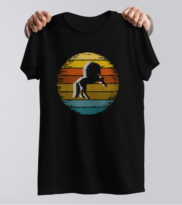 Unicorn Hunting Season Retro Sunset T-Shirt
