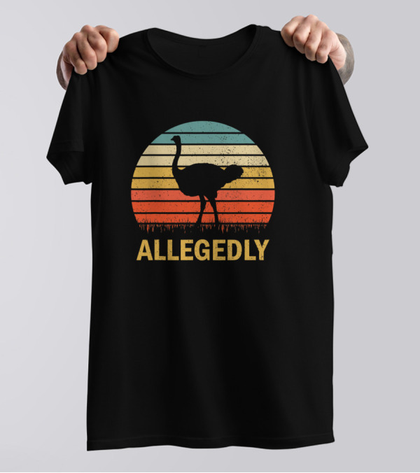 Allegedly Vintage Retro Ostrich Silhouette Stripes T-Shirt