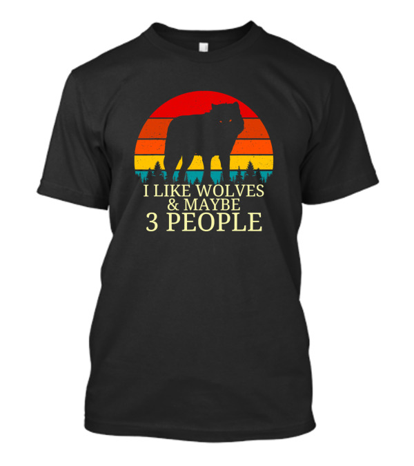 Vintage Forest Wolves And Maybe 3 People Retro Sunburst T-Shirt