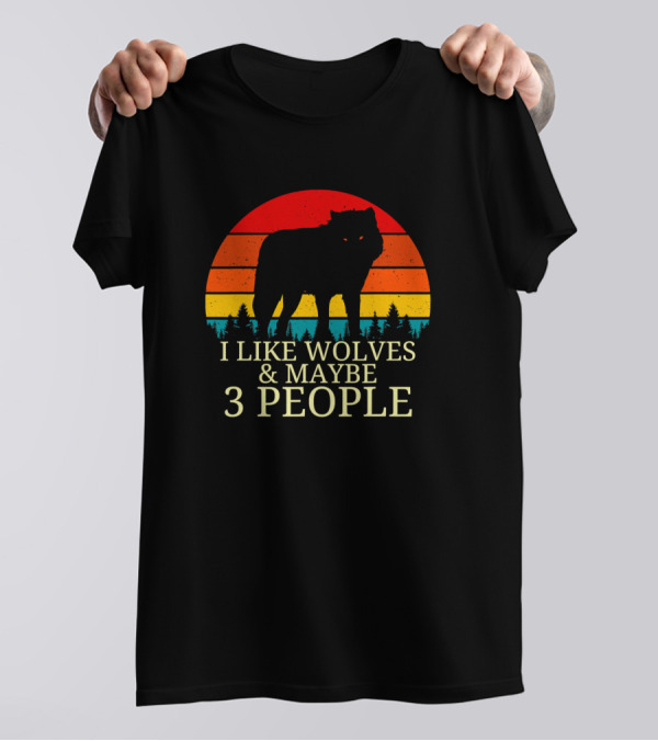 Vintage Forest Wolves And Maybe 3 People Retro Sunburst T-Shirt