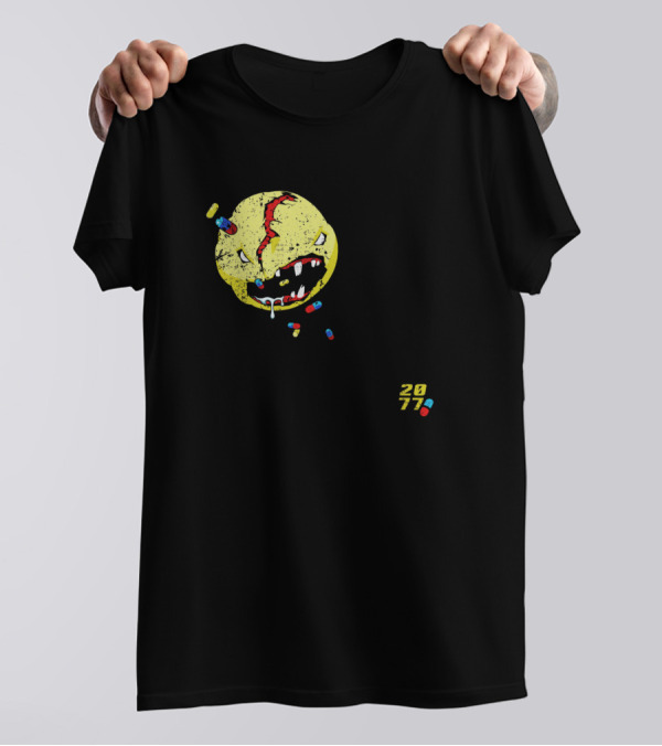 Vs 2077 Pills Cracked Yellow Face T-Shirt