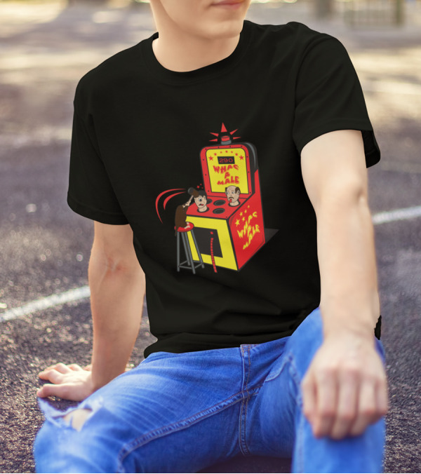 Whac A Male Arcade Machine With Cartoon Characters And Hammer T-Shirt