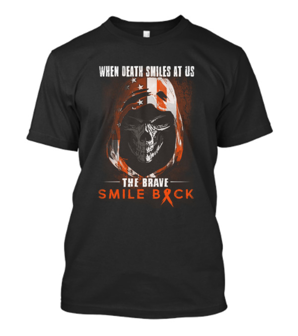 When Death Smiles At Us The Brave Smile Back Skull Hoodie With American Flag Bandana T-Shirt