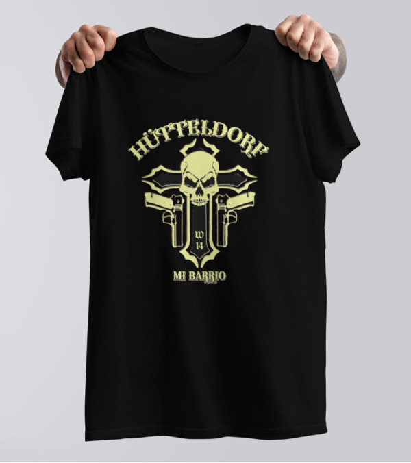 Hütteldorf Mi Barrio Skull Crossed Guns Wien 14 T-Shirt