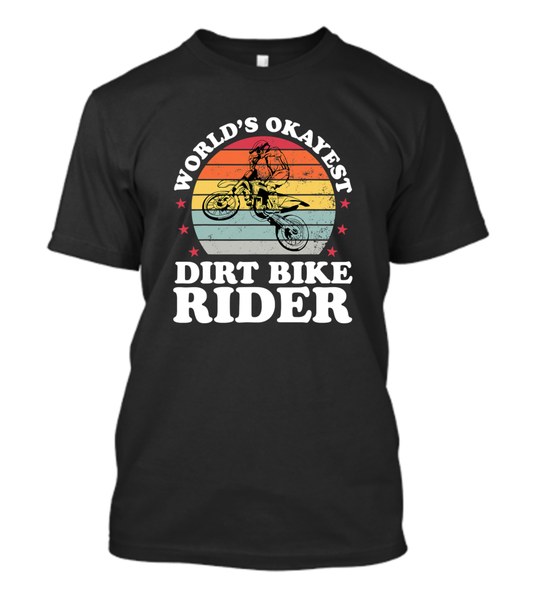 World's Okayest Dirt Bike Rider Motocross Boys Girl Retro Sunburst T-Shirt