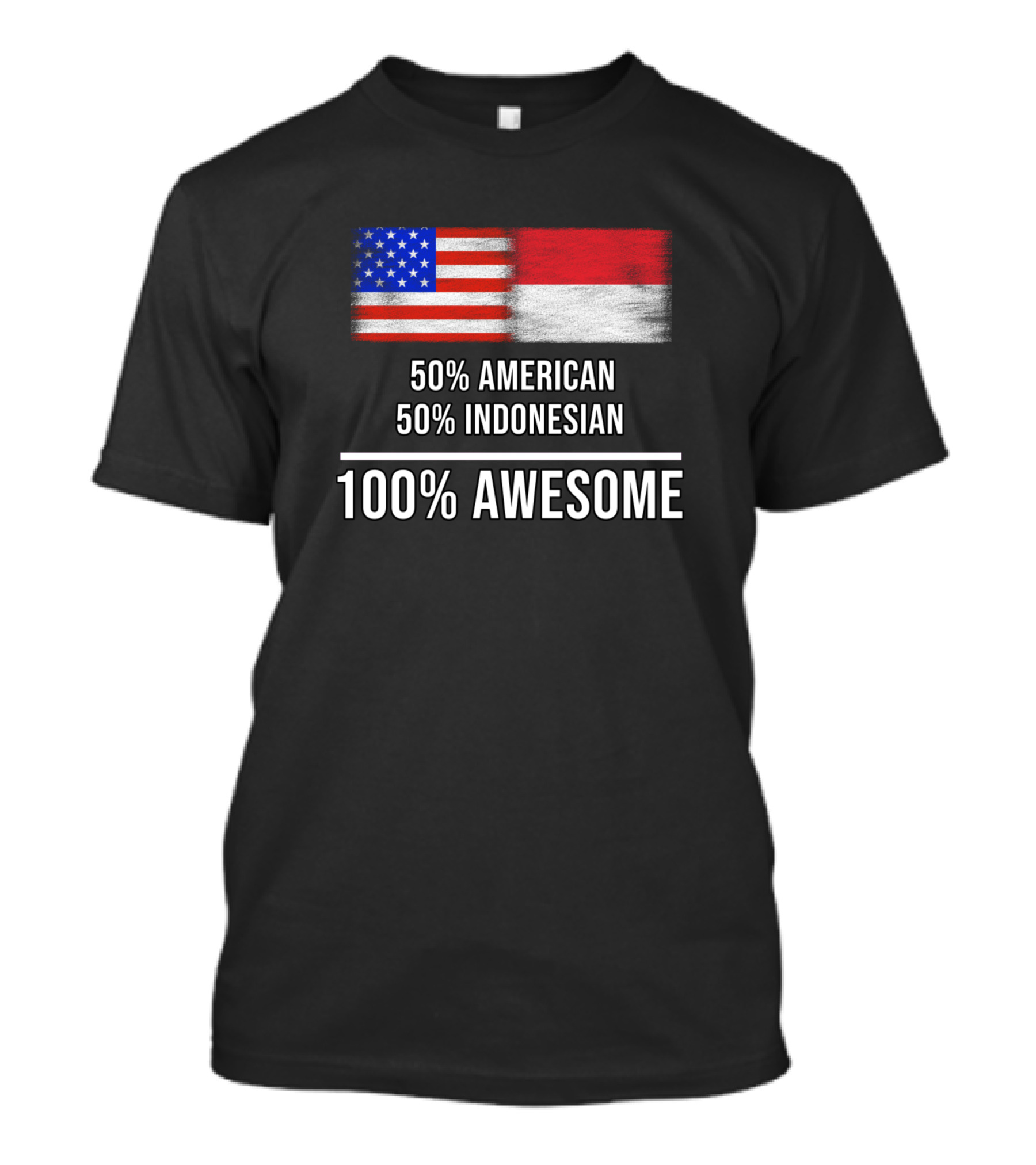 50 American 50 Indonesian 100% Awesome Flags T-Shirt