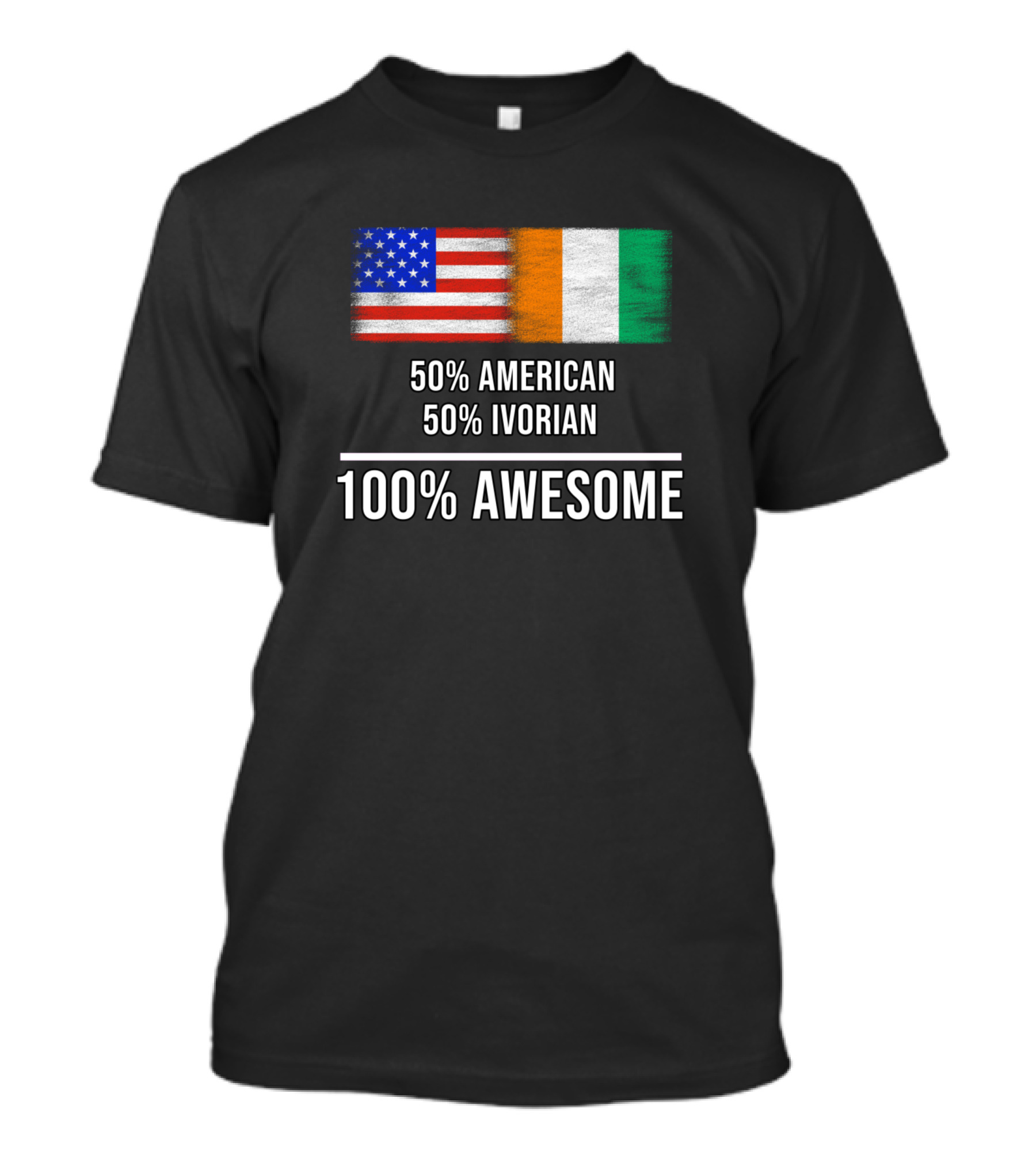 50 American 50 Ivorian 100 Awesome American Flag Ivorian Flag T-Shirt