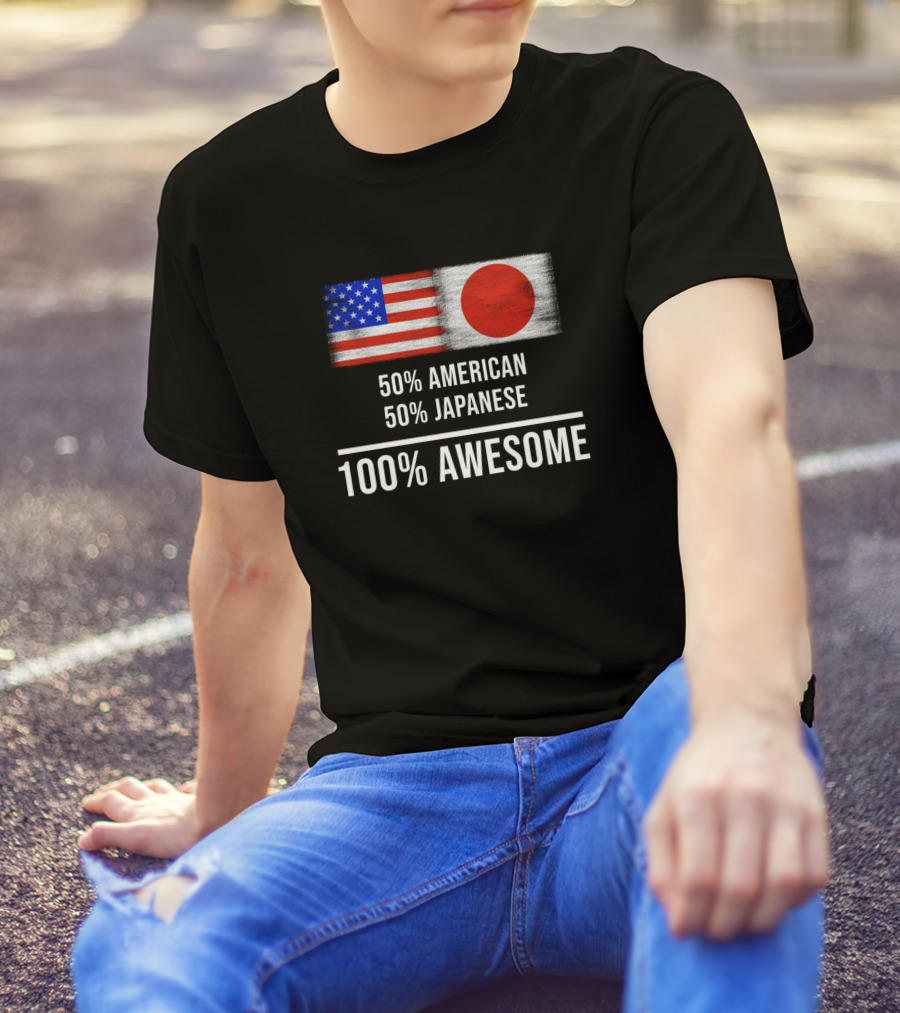 50% American 50% Japanese 100% Awesome Flags T-Shirt