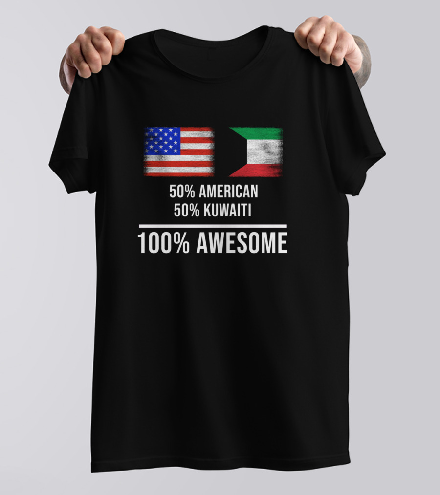 50 American 50 Kuwaiti 100 Awesome USA Kuwait Flags T-Shirt