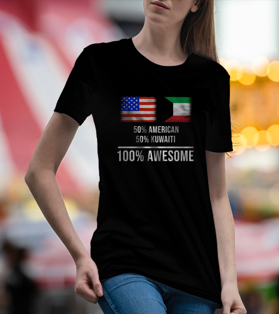 50 American 50 Kuwaiti 100 Awesome USA Kuwait Flags T-Shirt