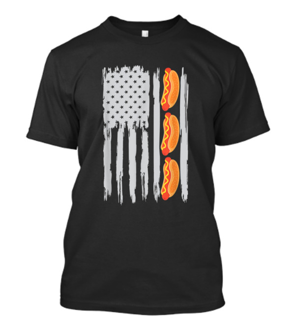 American Flag Hotdog Lover Fourth Of July Funny T-Shirt
