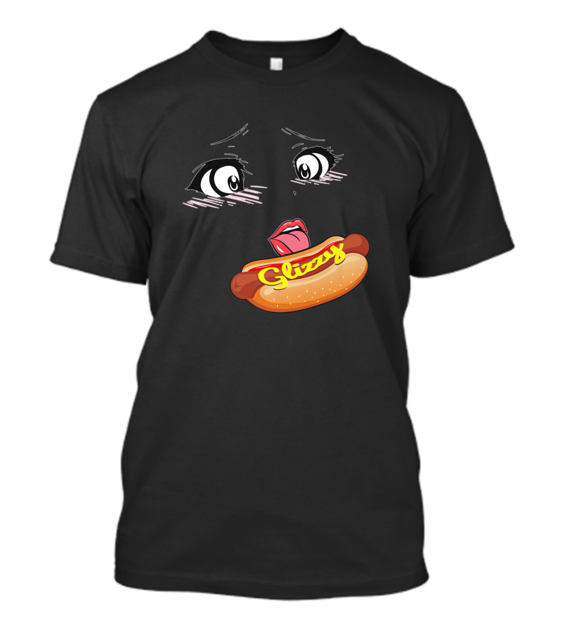 Anime Girl Ahegao Glizzy Hotdog Facial Expression Eyes And Tongue T-Shirt