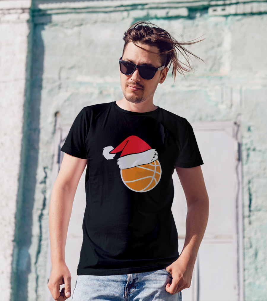 Basketball Santa Christmas Hat T-Shirt
