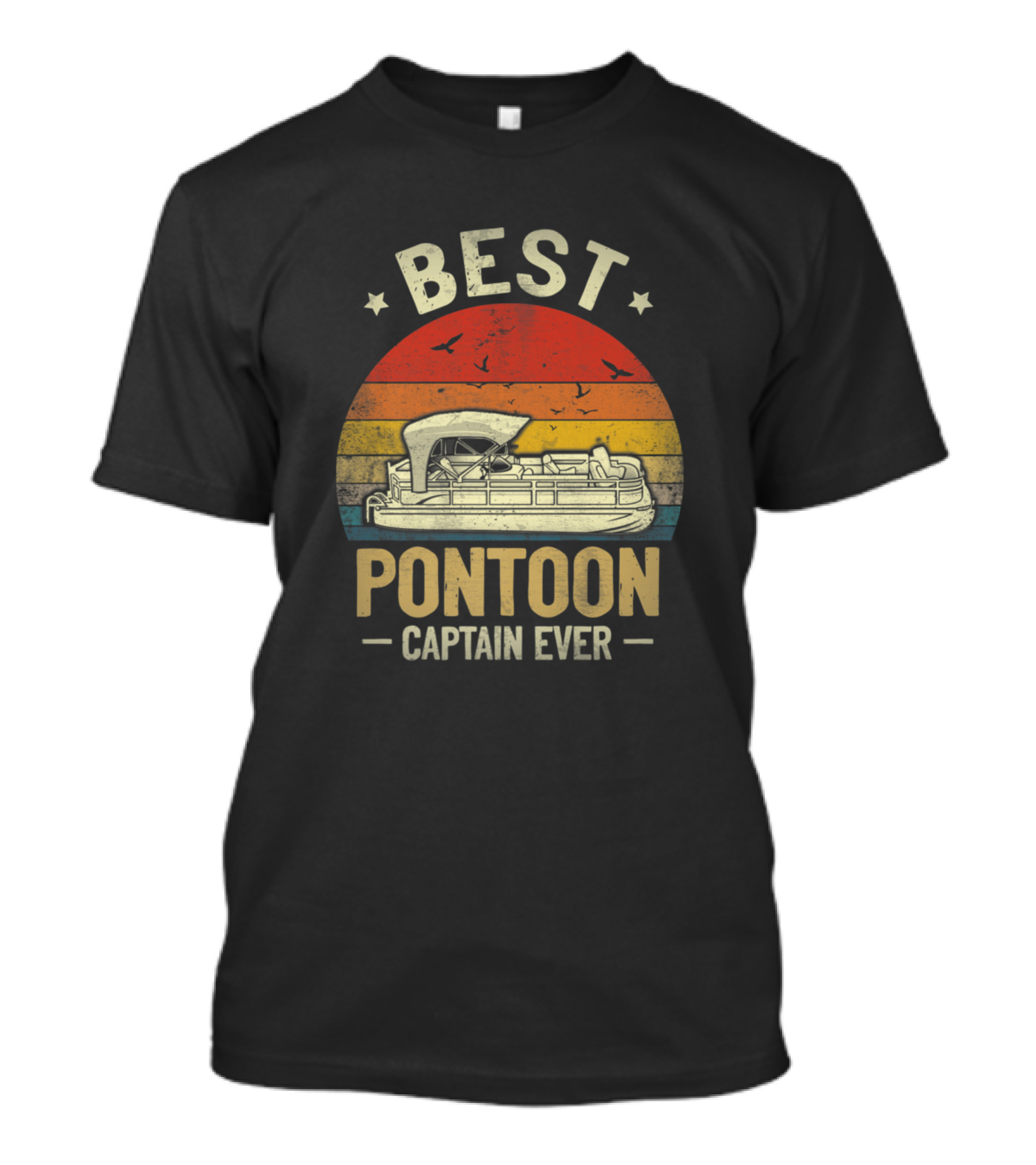 Best Pontoon Captain Ever Vintage Sunset Pontoon Boat T-Shirt