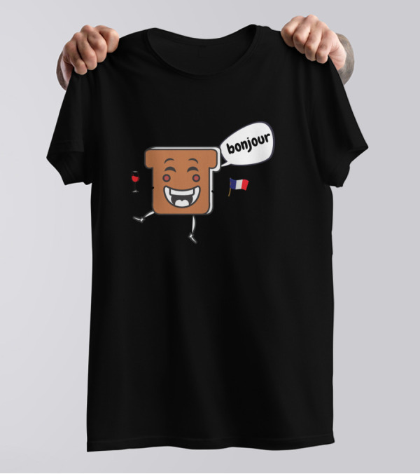 Bonjour Toast French Flag Wine Greetings T-Shirt