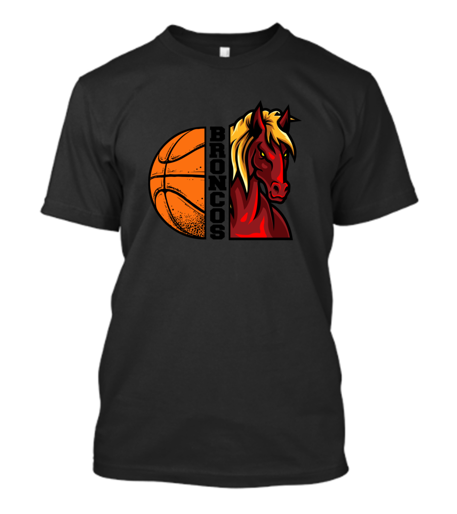 Broncos Basketball Team Logo With Horse And Ball T-Shirt
