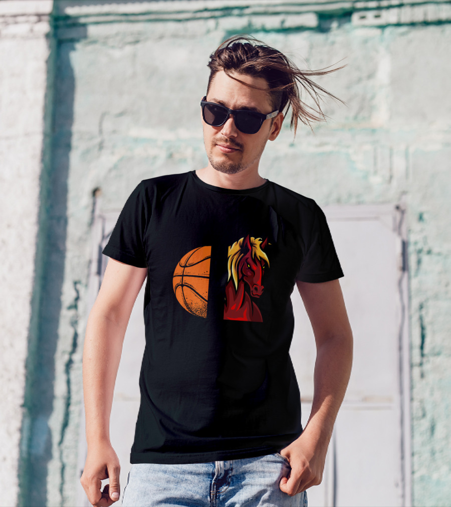 Broncos Basketball Team Logo With Horse And Ball T-Shirt
