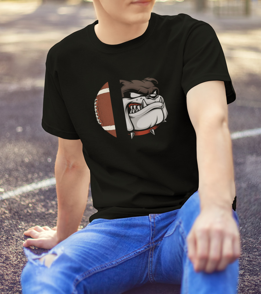Bulldogs Football Fierce Mascot Gridiron Half Ball T-Shirt