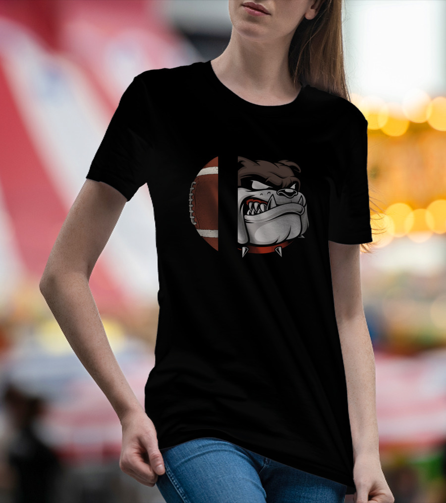 Bulldogs Football Fierce Mascot Gridiron Half Ball T-Shirt