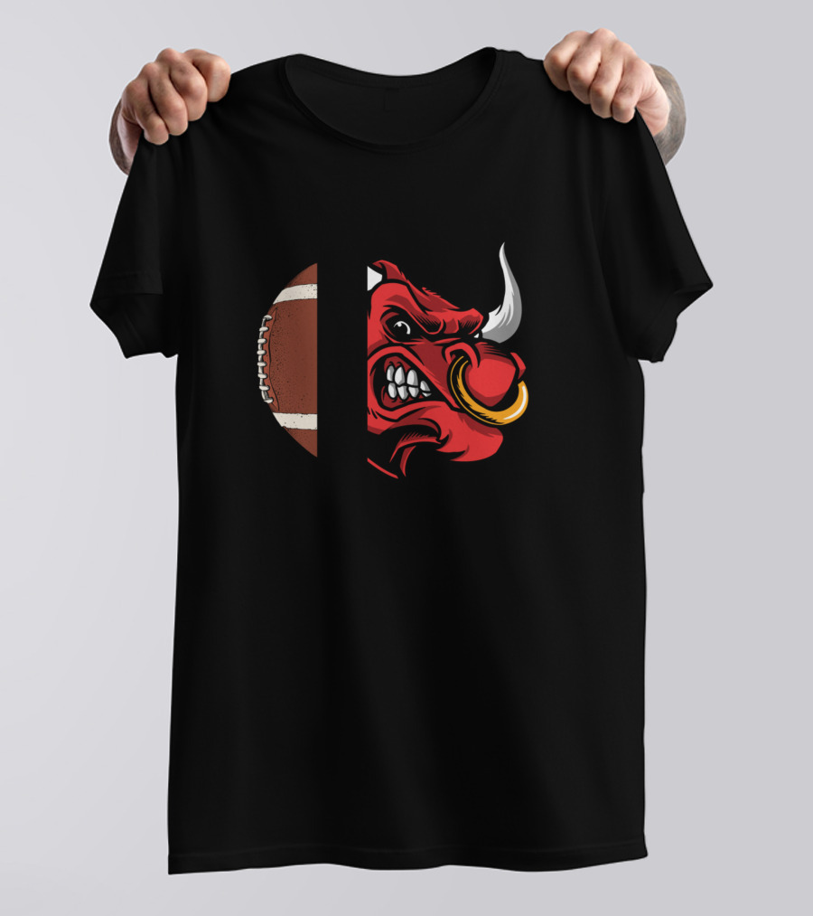 Bulls Football Angry Bull And Football T-Shirt