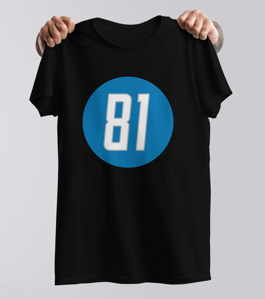 Calvin Johnson 81 Detroit Football Blue Circle T-Shirt