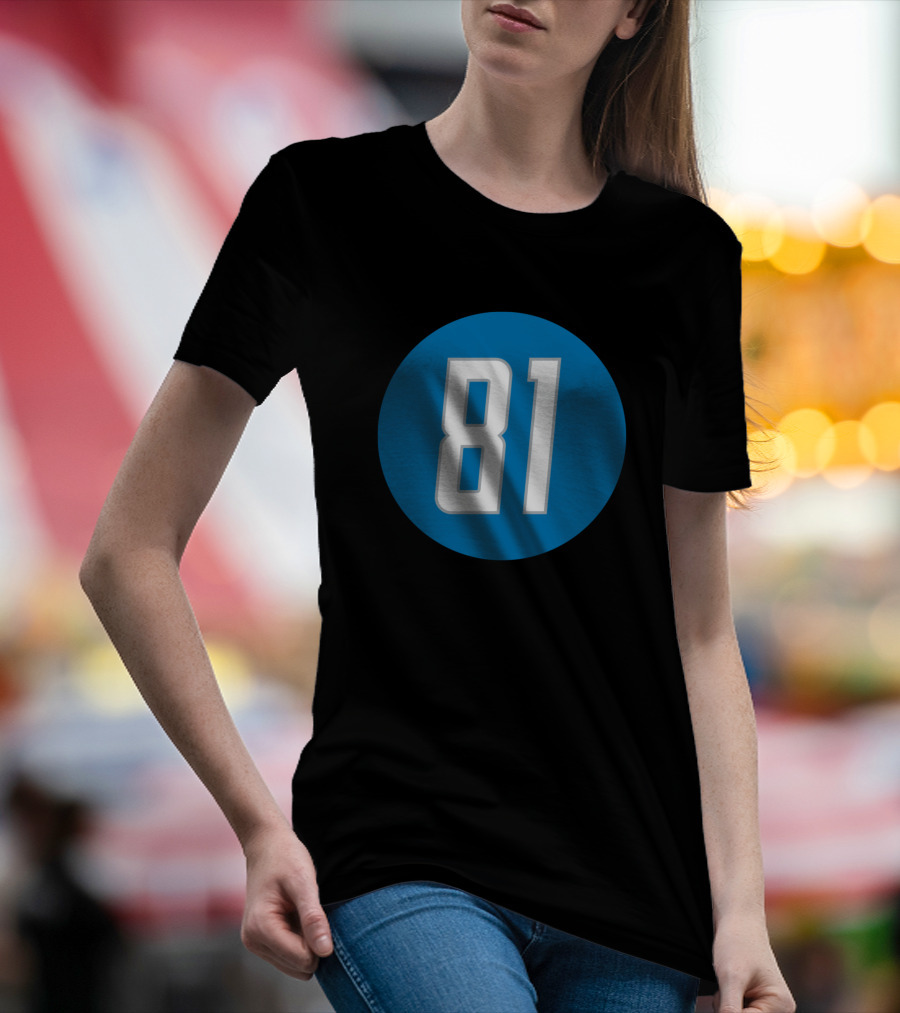Calvin Johnson 81 Detroit Football Blue Circle T-Shirt
