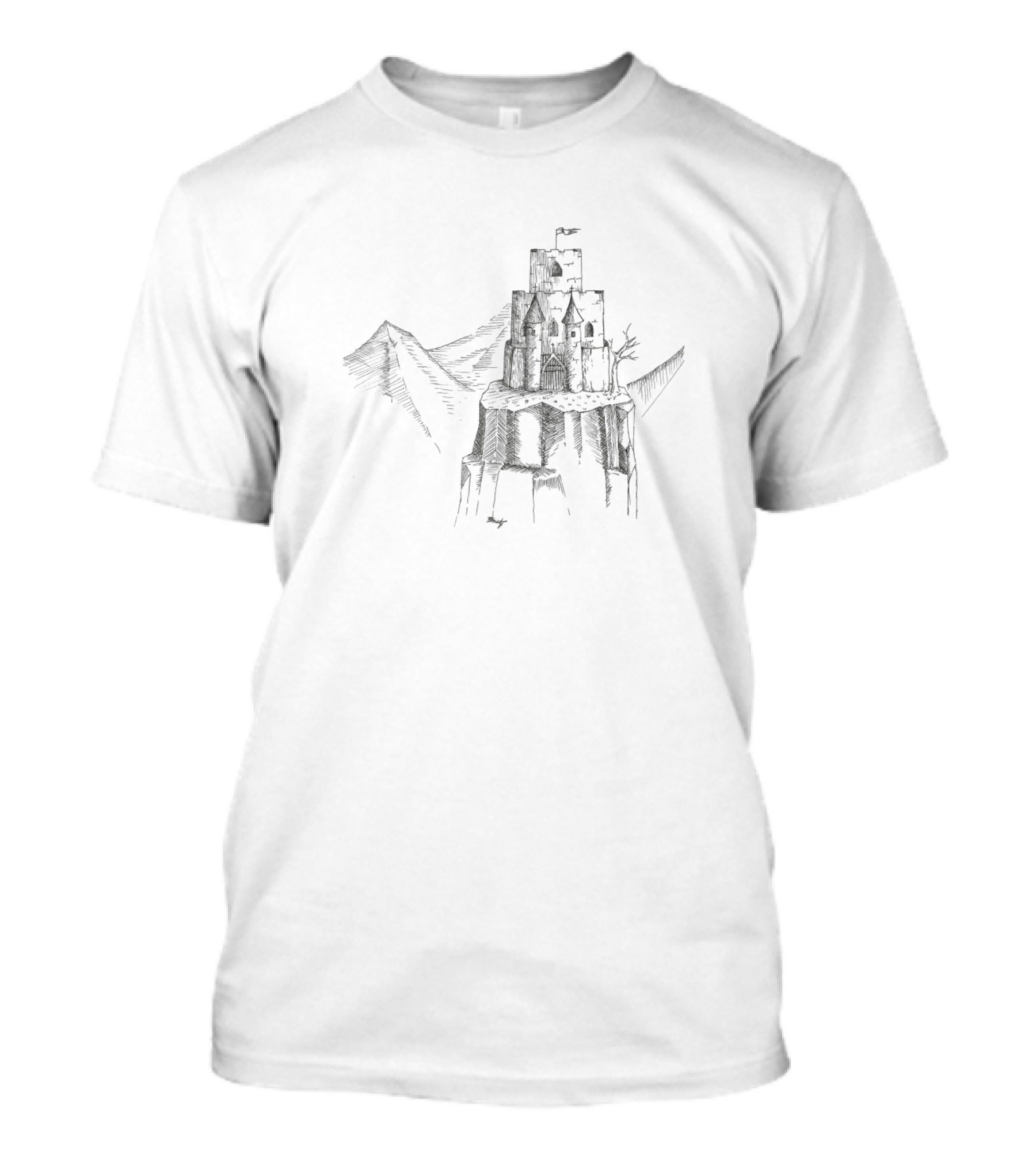 Castle On A Hill Mountain Twilight Tower T-Shirt