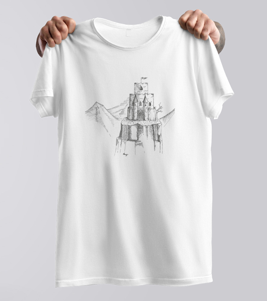 Castle On A Hill Mountain Twilight Tower T-Shirt