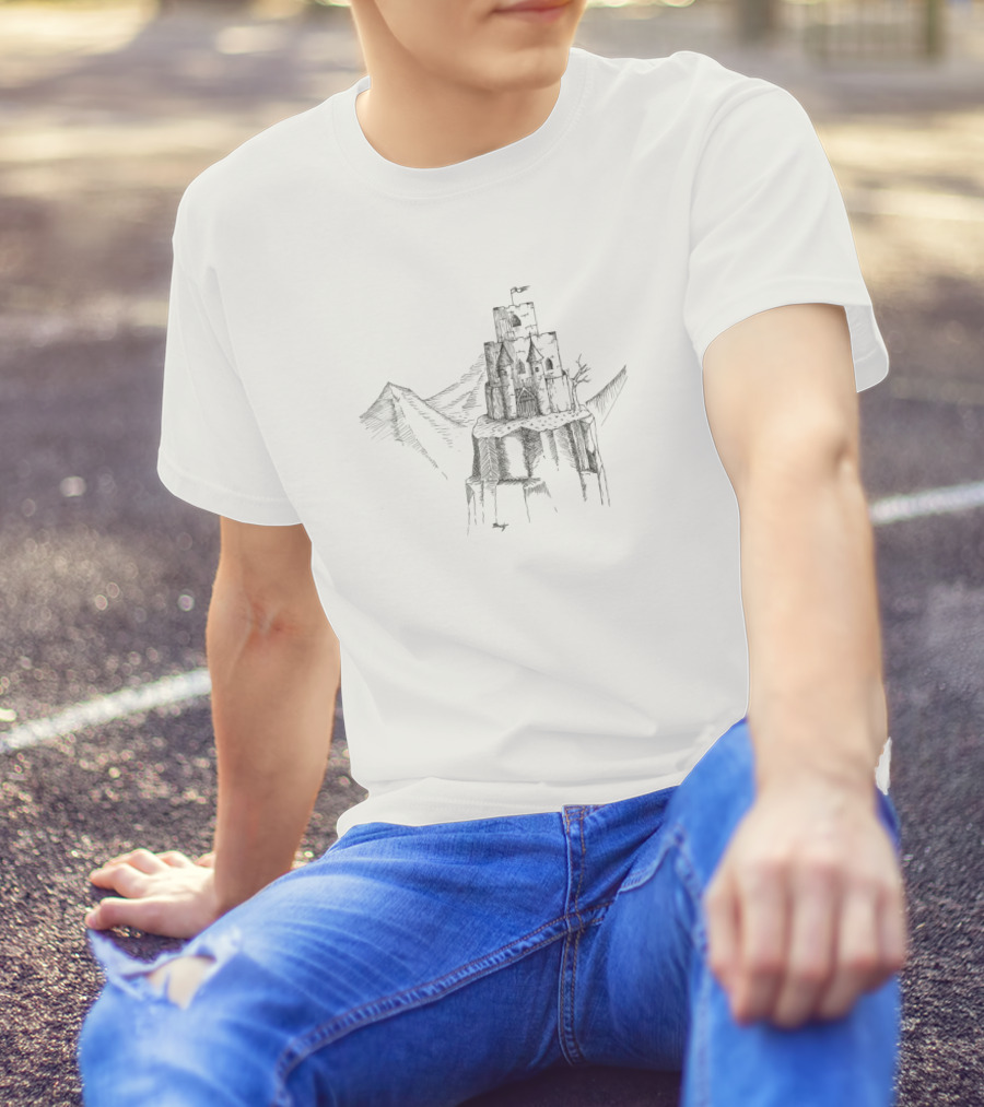 Castle On A Hill Mountain Twilight Tower T-Shirt