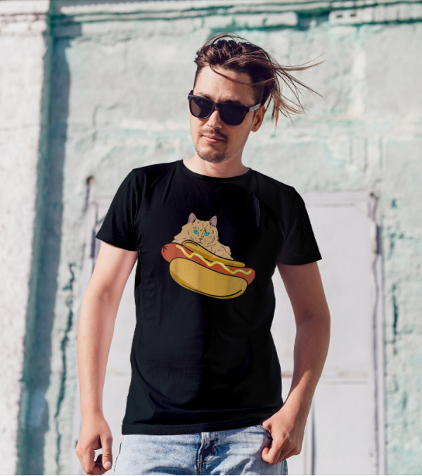 Cat Hotdog Sandwich Lover Funny Hotdog Lover Cat In Hotdog T-Shirt
