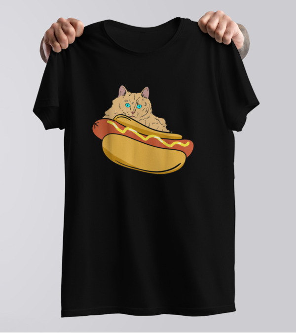 Cat Hotdog Sandwich Lover Funny Hotdog Lover Cat In Hotdog T-Shirt
