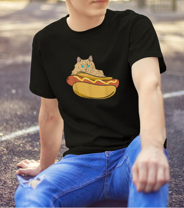 Cat Hotdog Sandwich Lover Funny Hotdog Lover Cat In Hotdog T-Shirt