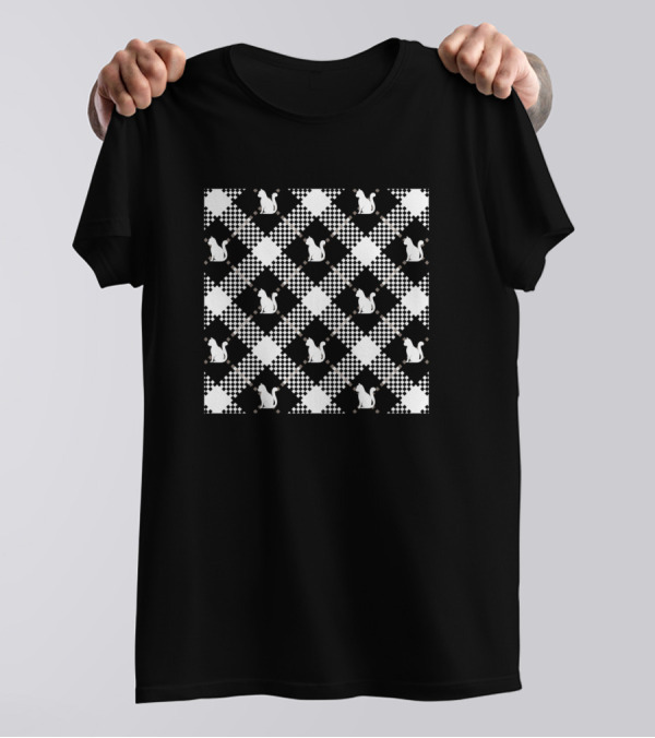 Plaid Cat Pattern T-Shirt