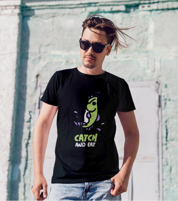 Catch And Eat Fishing Cartoon Fish T-Shirt
