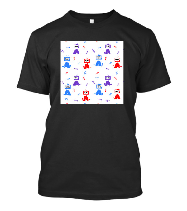 Cats Watching TV With Paw Prints And Yarn T-Shirt