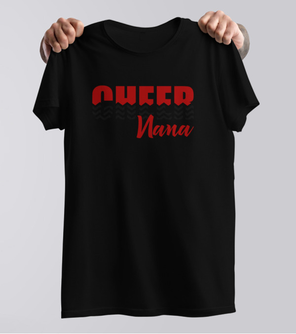 CHEER Nana Bold Red And Black Text With Chevron T-Shirt