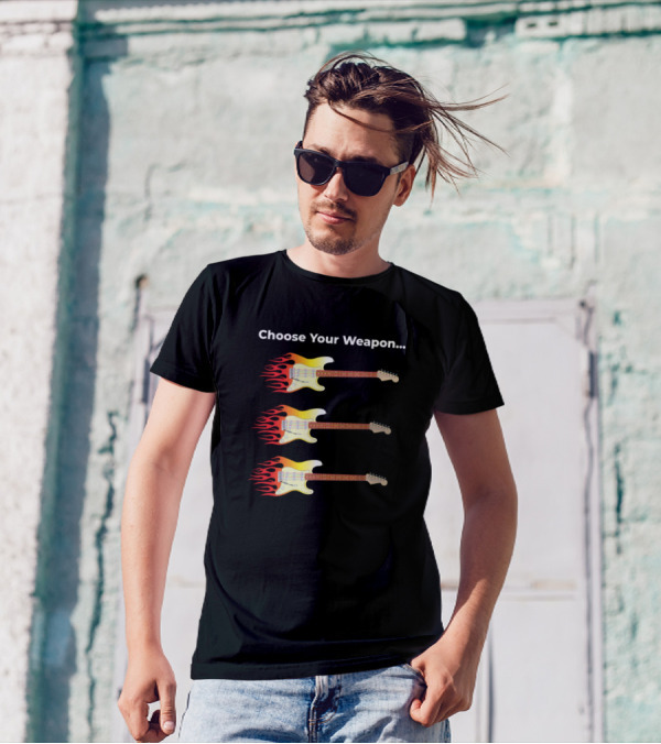Choose Your Weapon Flaming Electric Guitars T-Shirt