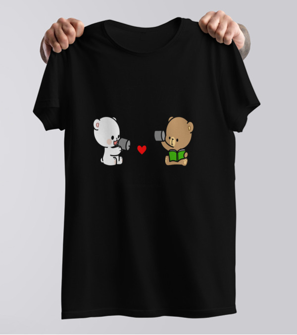 Love Never Fails 1 Corinthians 13:8 Bears With Heart And Book T-Shirt