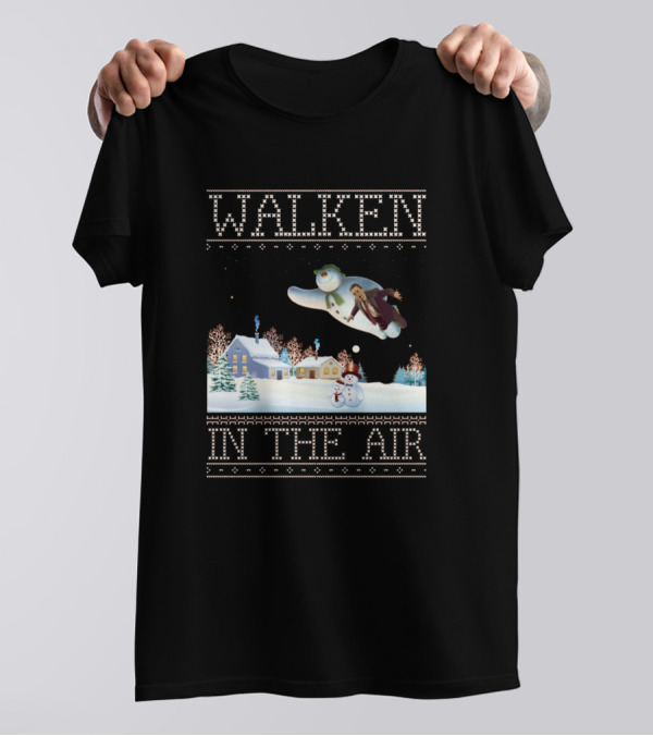 Walken In The Air Snowman Scene Winter Holiday T-Shirt