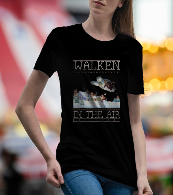 Walken In The Air Snowman Scene Winter Holiday T-Shirt