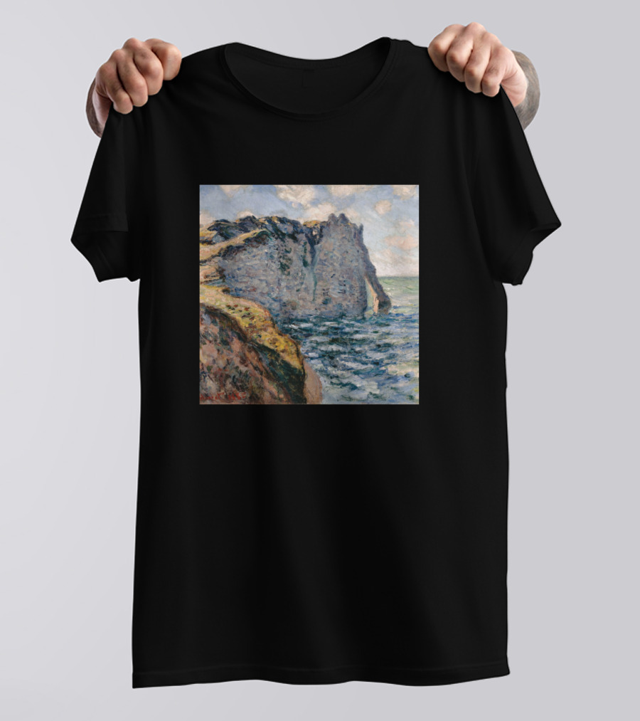 Claude Monet Neck Gaiter The Cliff Of Aval Etretat Painting Scene T-Shirt