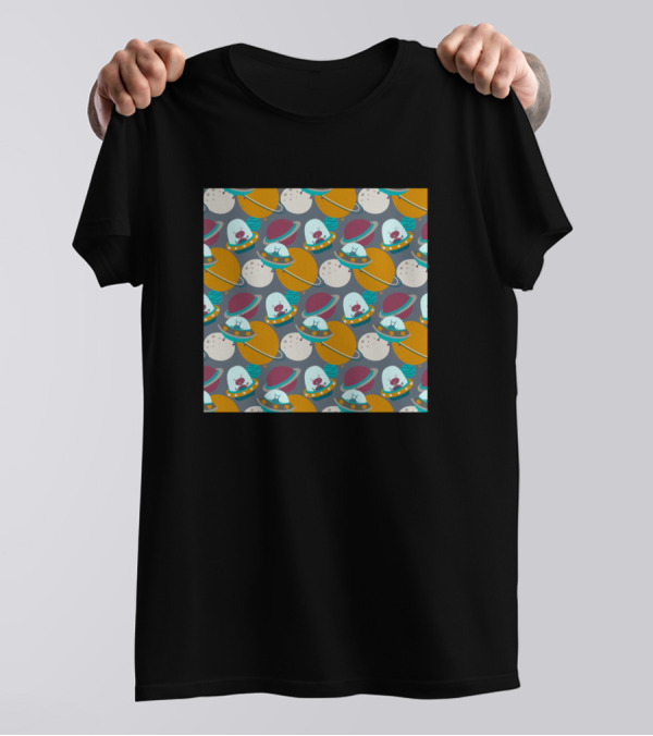 UFO Spaceship Alien Pattern Cloth Mask Neck Gaiter T-Shirt